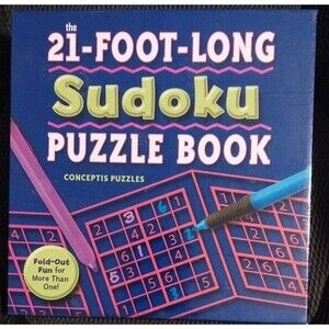 21-Foot-Long Sudoku Puzzle Book by Conceptis Puzzles 2007, Hardcover,176 Puzzles